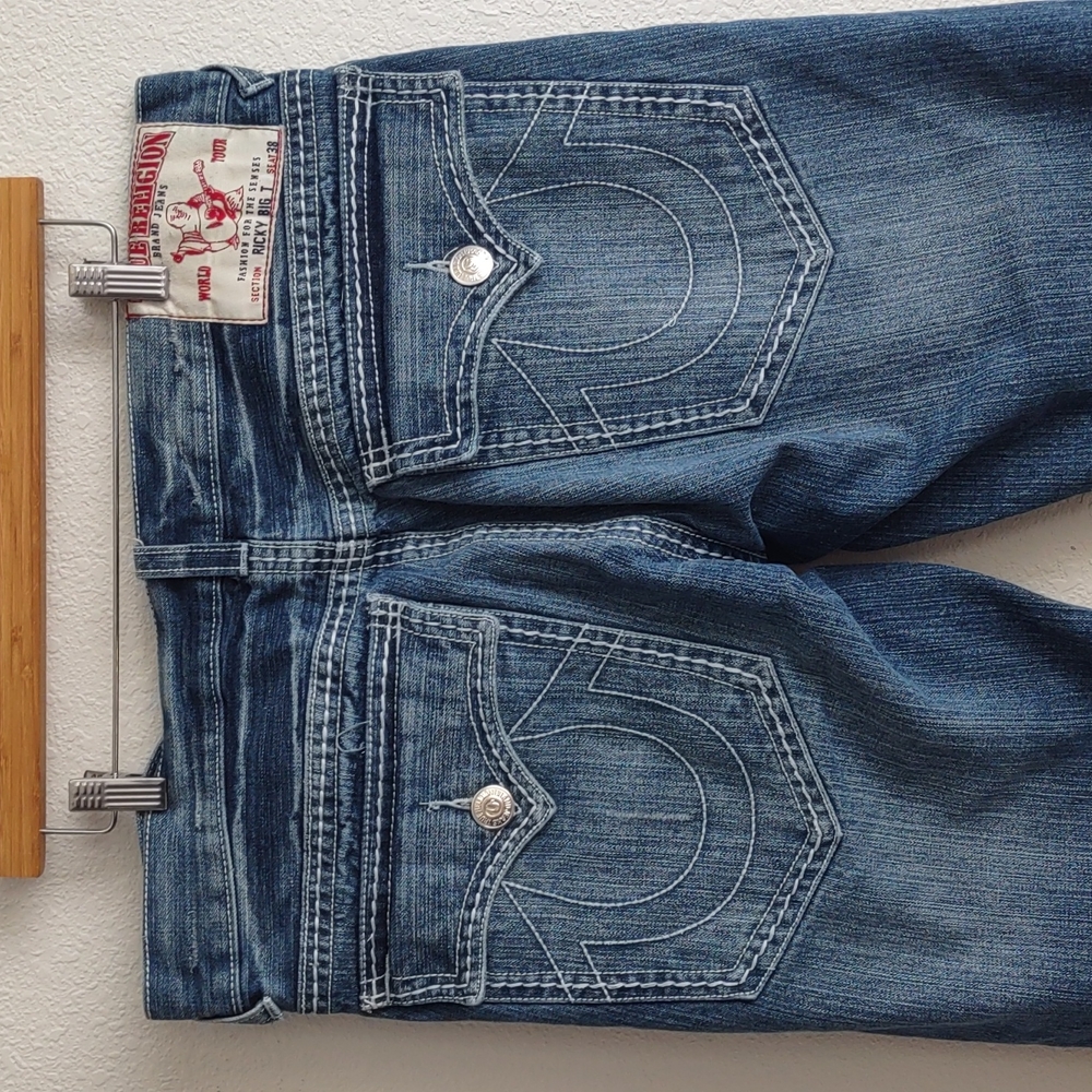 Men's True Religion Vintage Ricky Big T 38X26 Blue Jeans